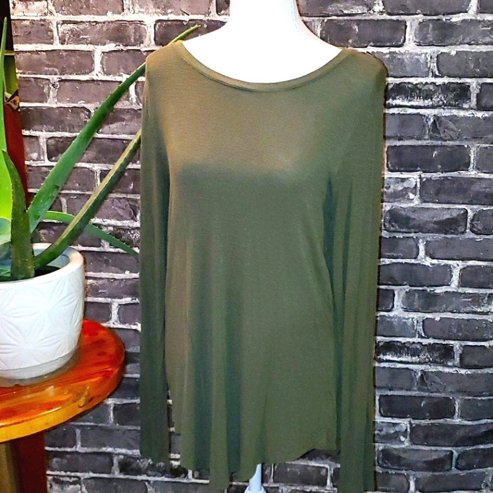 Olive Green Long Sleeve Shirt | Size L
